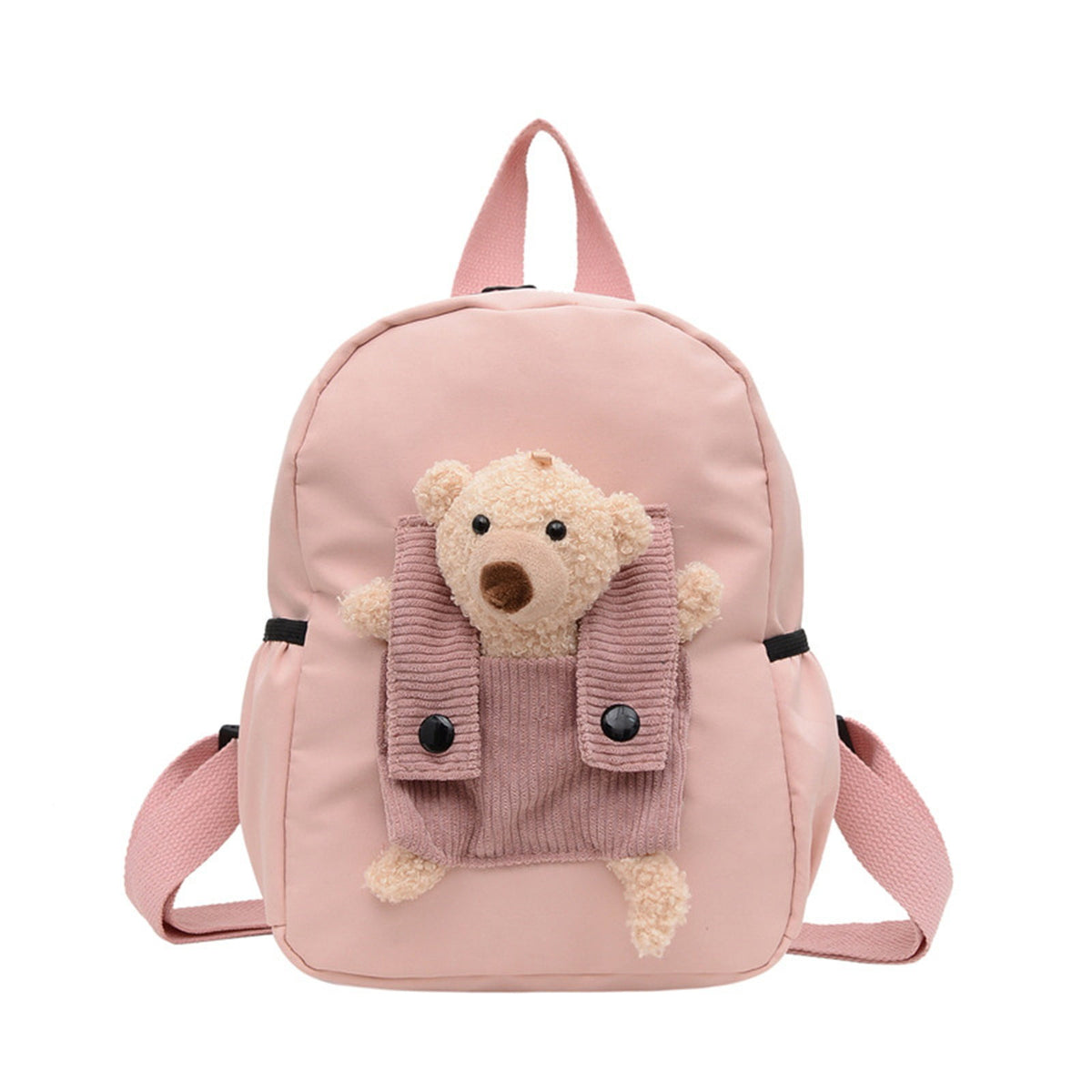 1 Pcs Cute Bear Travel Backpack with Detachable Teddy, Casual Laptop Bookbag for Women Men, Large Capacity School Bag Pink, 8.6x11 in