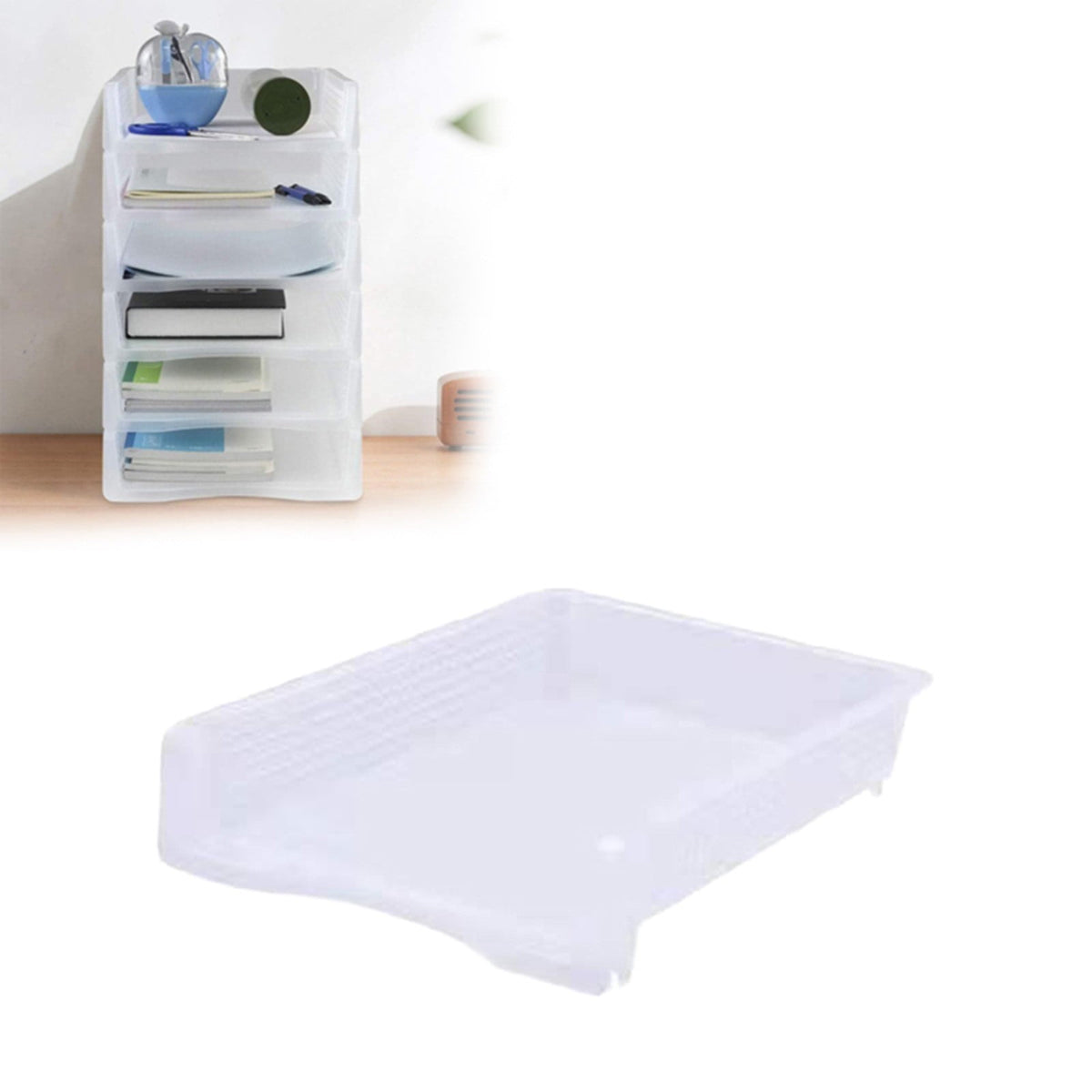 Stackable Paper Trays Heavy Duty Plastic Desk File Organizer Document Holder Storage for Office Classroom Clear, 12.8" x 9.84" x 2.16"