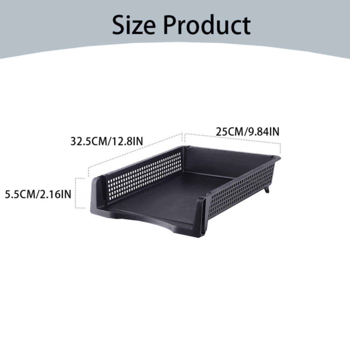 Stackable Paper Trays, Heavy Duty Plastic Desk Document File Organizer Storage Holder for Office Classroom, 12.8 x 9.84 x 2.16 Inches, White