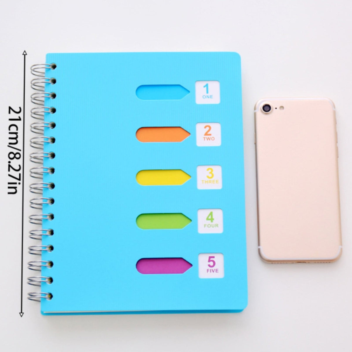 5 Subject Spiral Notebook, College Ruled A5 Notebook with Removable Divider Tabs and 220 Pages for Notes, Hot Pink, 5 x 7 in
