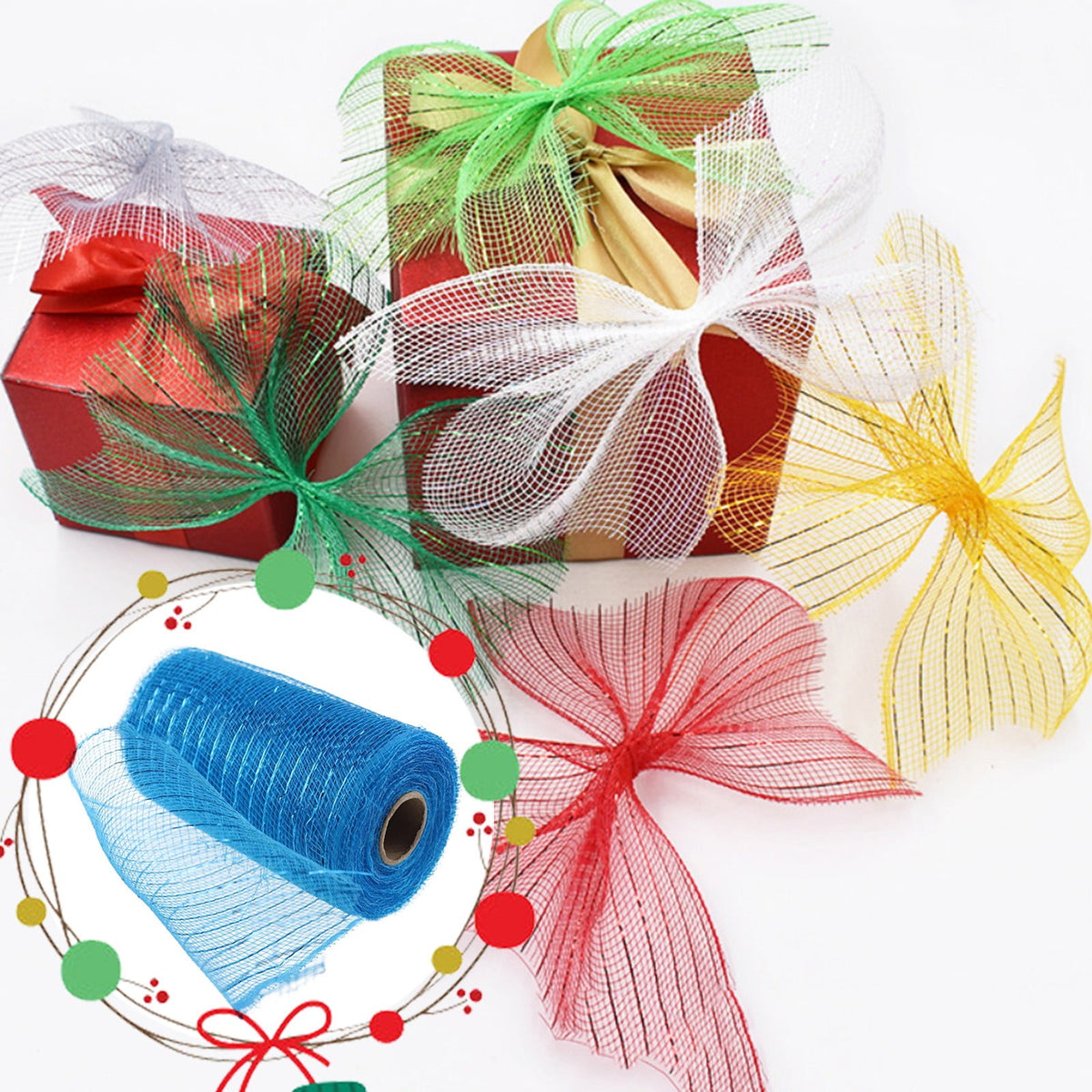 Poly Mesh Ribbon,6x338 Inch,Red Foil Mesh for Wreaths,Swags and Christmas Tree Decoration Ribbli Metallic Mesh Ribbon, Red Foil Mesh for Wreaths, Swags and Christmas Tree Decoration(Z1-Purple) turquoise
