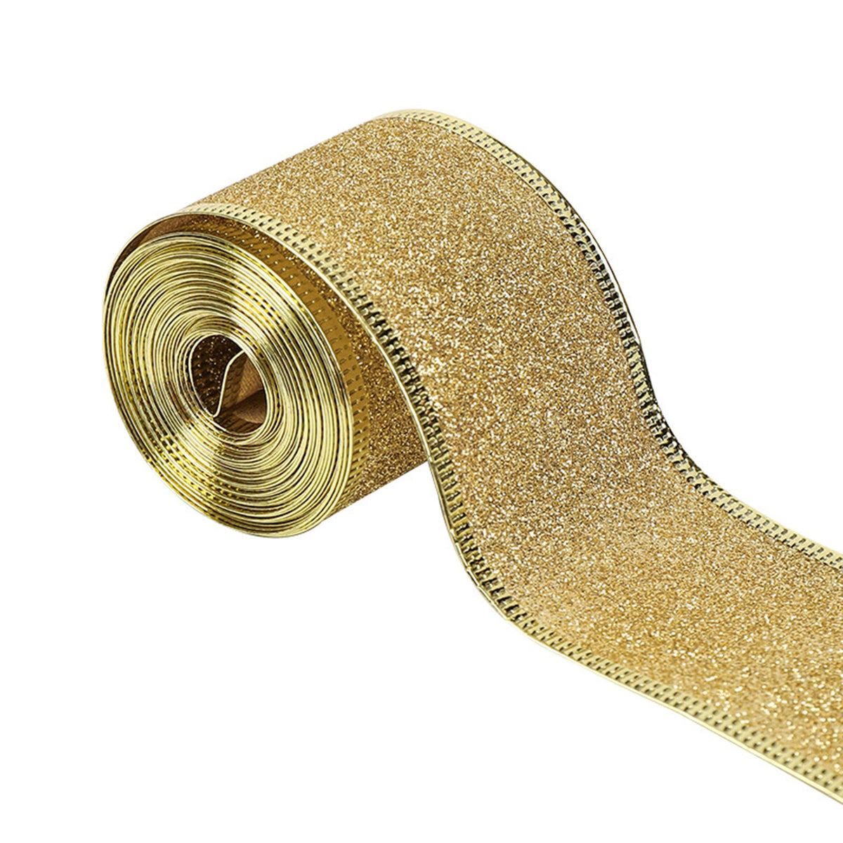 1 Roll Wired Edge Christmas Plaid Ribbon, Tartan Decorative Wrapping Ribbon for Gift Bows, Wreaths, Trees and Craft Projects, Red and Gold