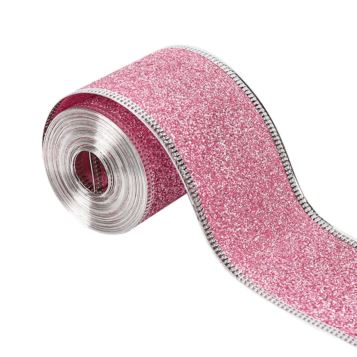 1 Roll Wired Edge Christmas Plaid Ribbon, Tartan Decorative Wrapping Ribbon for Gift Bows, Wreaths, Trees and Craft Projects, Red and Pink
