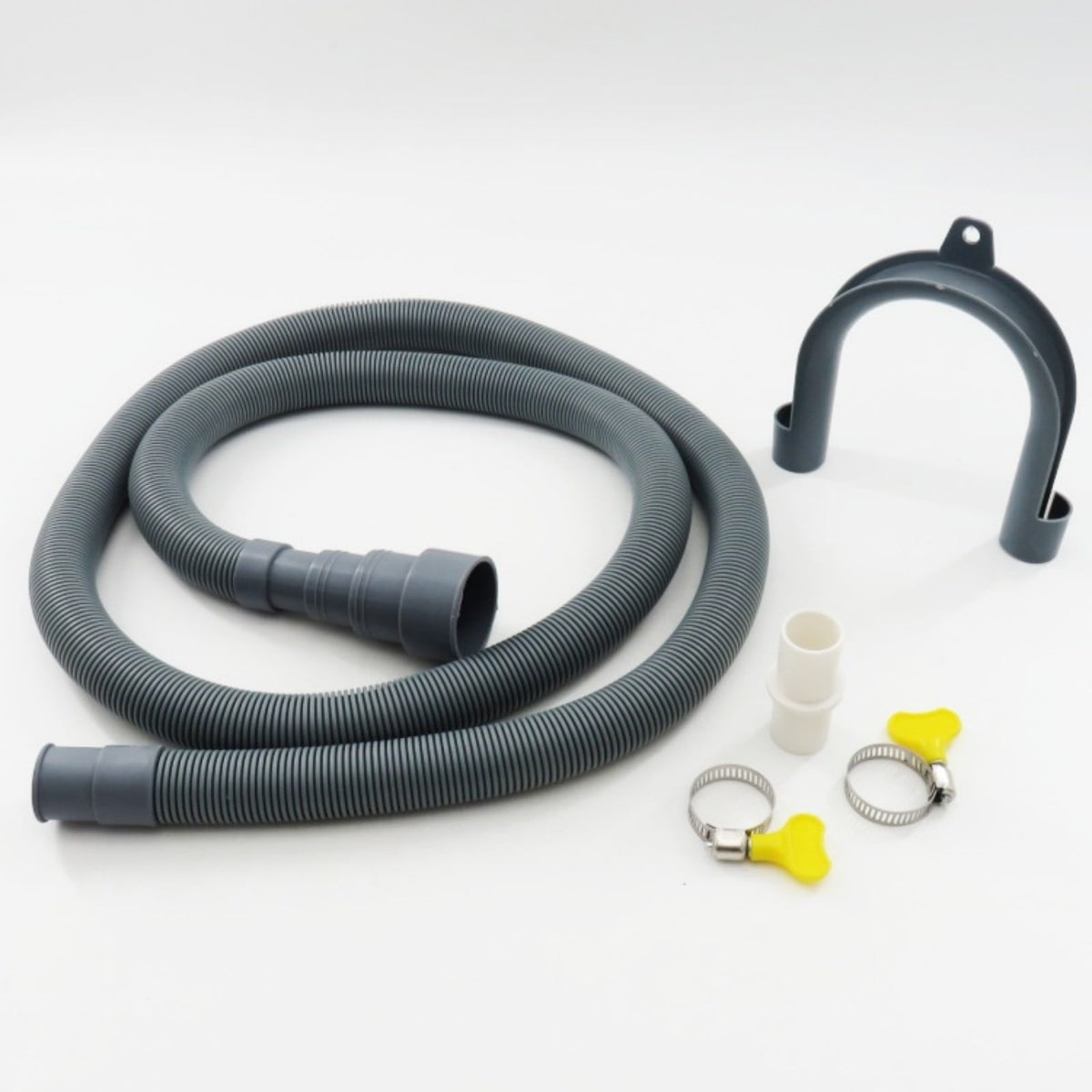 1 Set Washing Machine Drain Hose Extension Kit with U Holder Adapter and Clamps for Dishwashers and Laundry, Grey, 9.84 ft