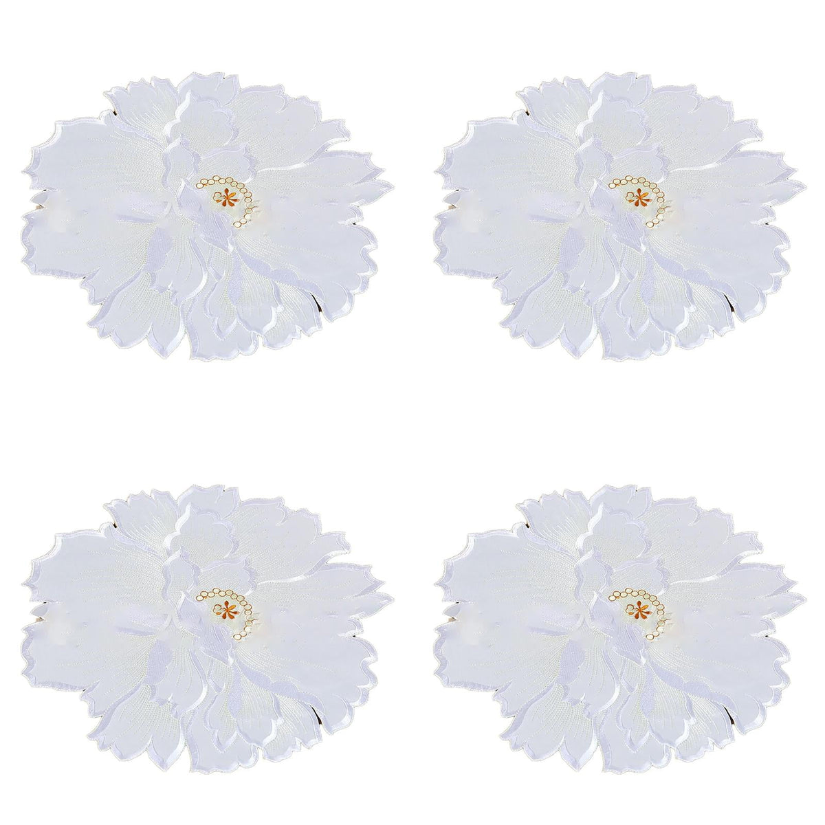 4 Pieces Flower Placemat, 3D Flower Placemats, Flower Shape Placemat, Heat-Resistant And Washable Placemat for Dining Table, White