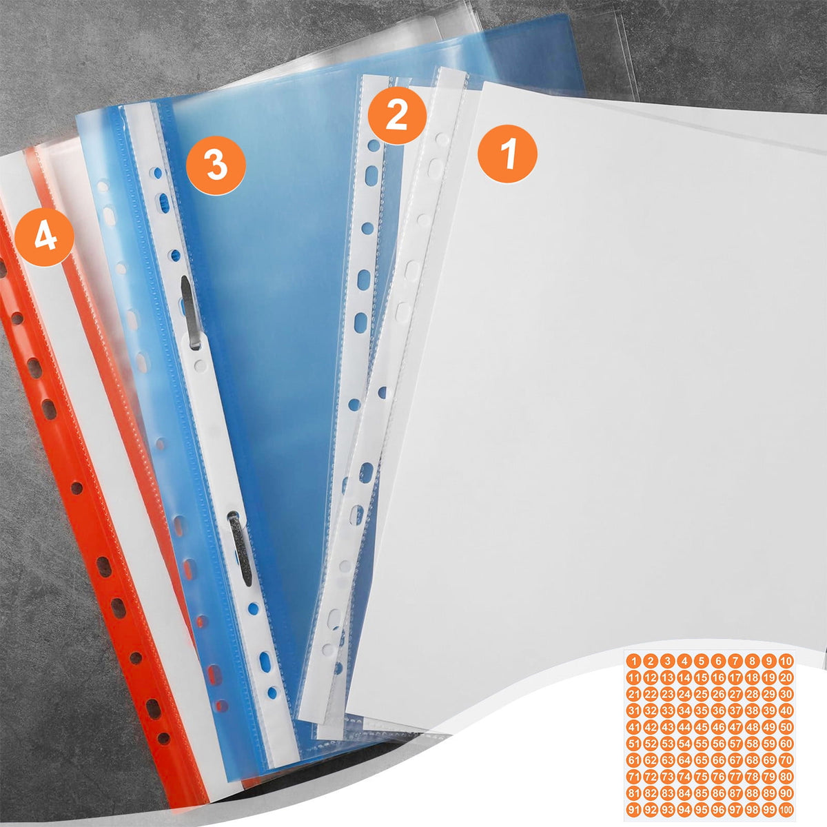 Round Number Stickers, self adhesive labels numbered 1 to 100 for mailboxes scrapbooks and crafts, Orange, 1 inch