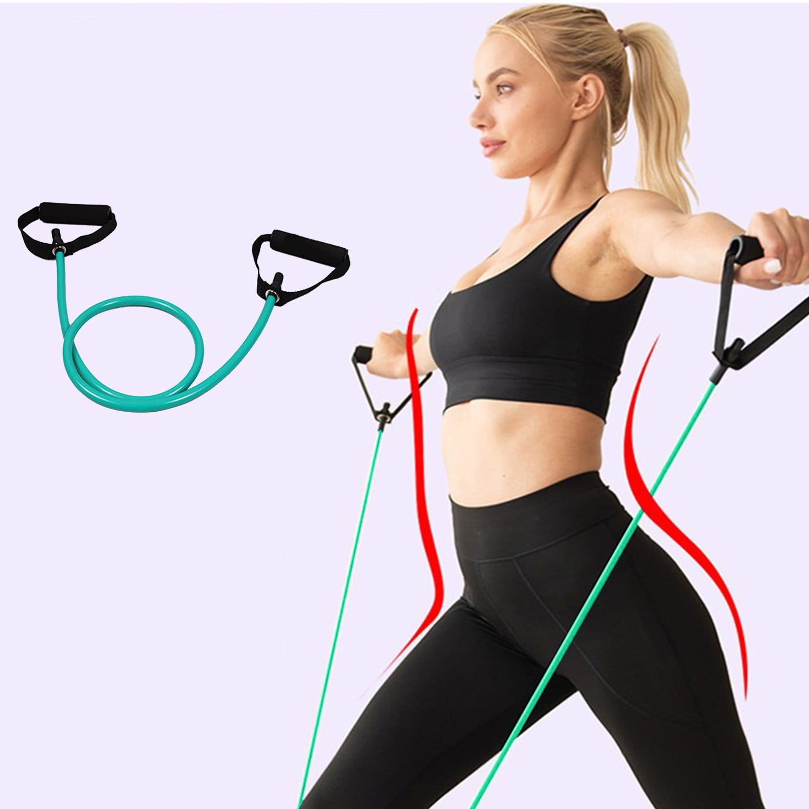 Resistance Bands with Handles, Exercise Bands with Handles, Single Resistance Bands for Resistance Training, Physical Therapy,Home Workouts, Fitness, Pilates,Shoulder And Neck Stretching Equipment Green