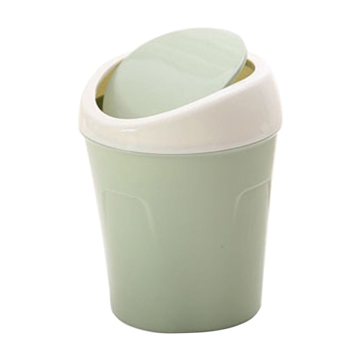 Mini Desk Bin with Swing Lid, Compact Plastic Rubbish Bin for Offices, Bathrooms, Cars, Vanities and Tabletop Waste, Blue