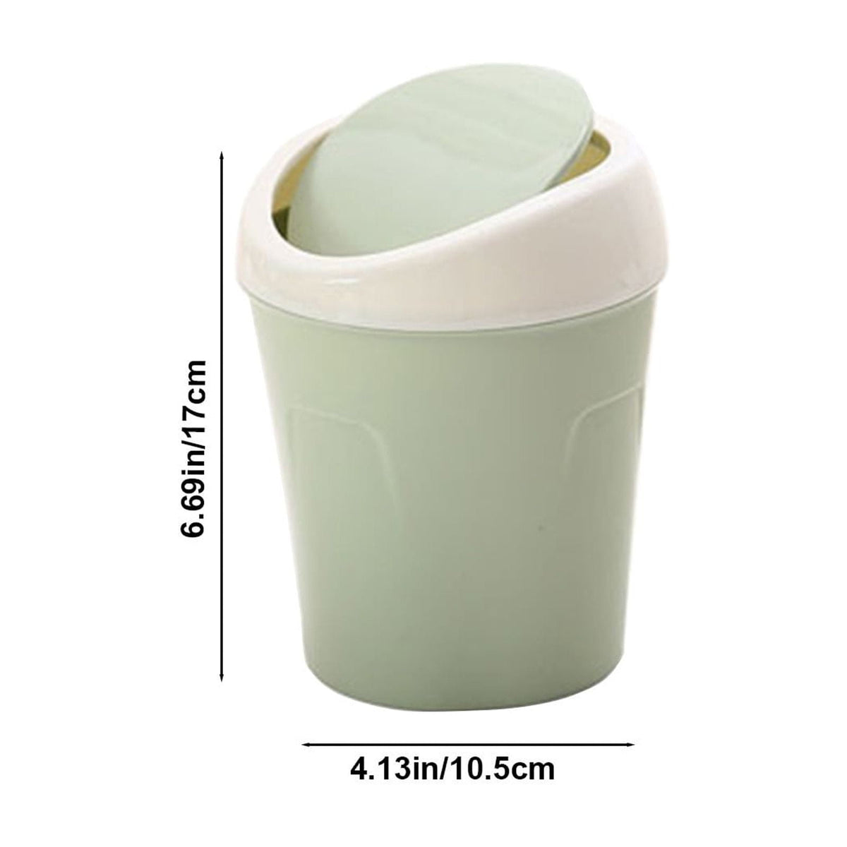 Mini Desk Bin with Swing Lid, Compact Plastic Rubbish Bin for Offices, Bathrooms, Cars, Vanities and Tabletop Waste, Blue