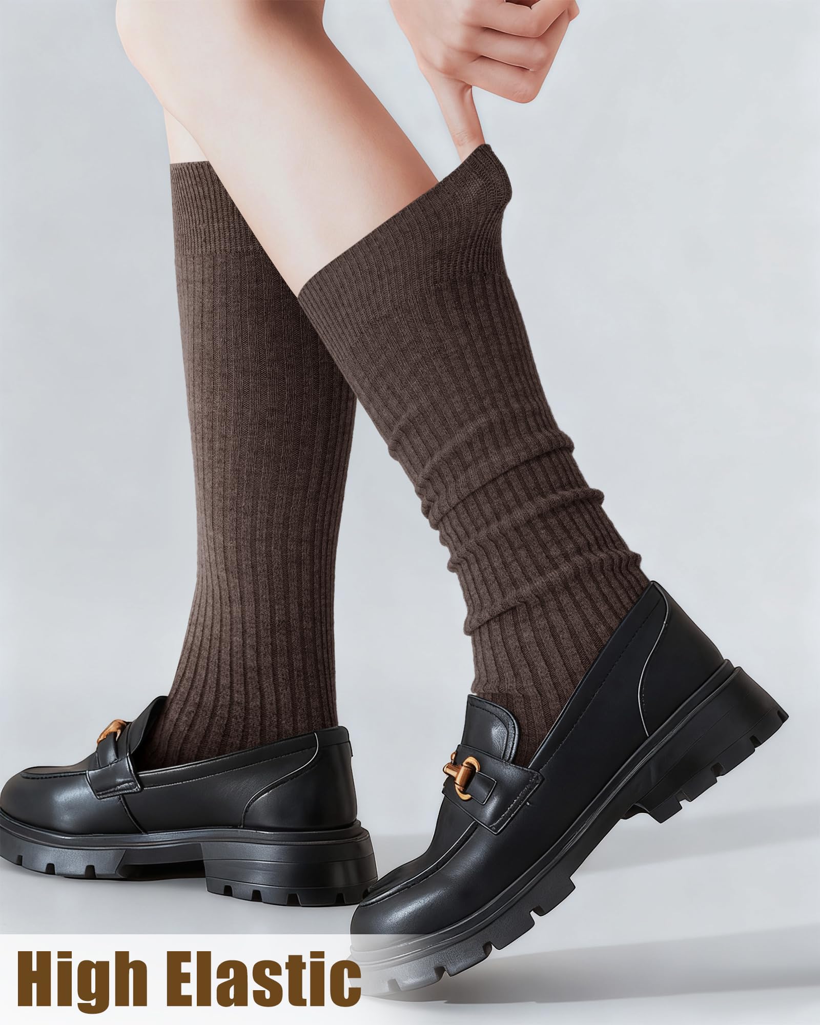 Knee Socks Women - Long Socks - Slouch Socks - Ribbed Socks - Drop-Down Socks - Winter Socks - Cotton - Leg Warmer Effect - High Socks - Warm House Socks - Women's Stockings - Ribbed Socks - Casual - Retro - Multicolor - 5 Pairs