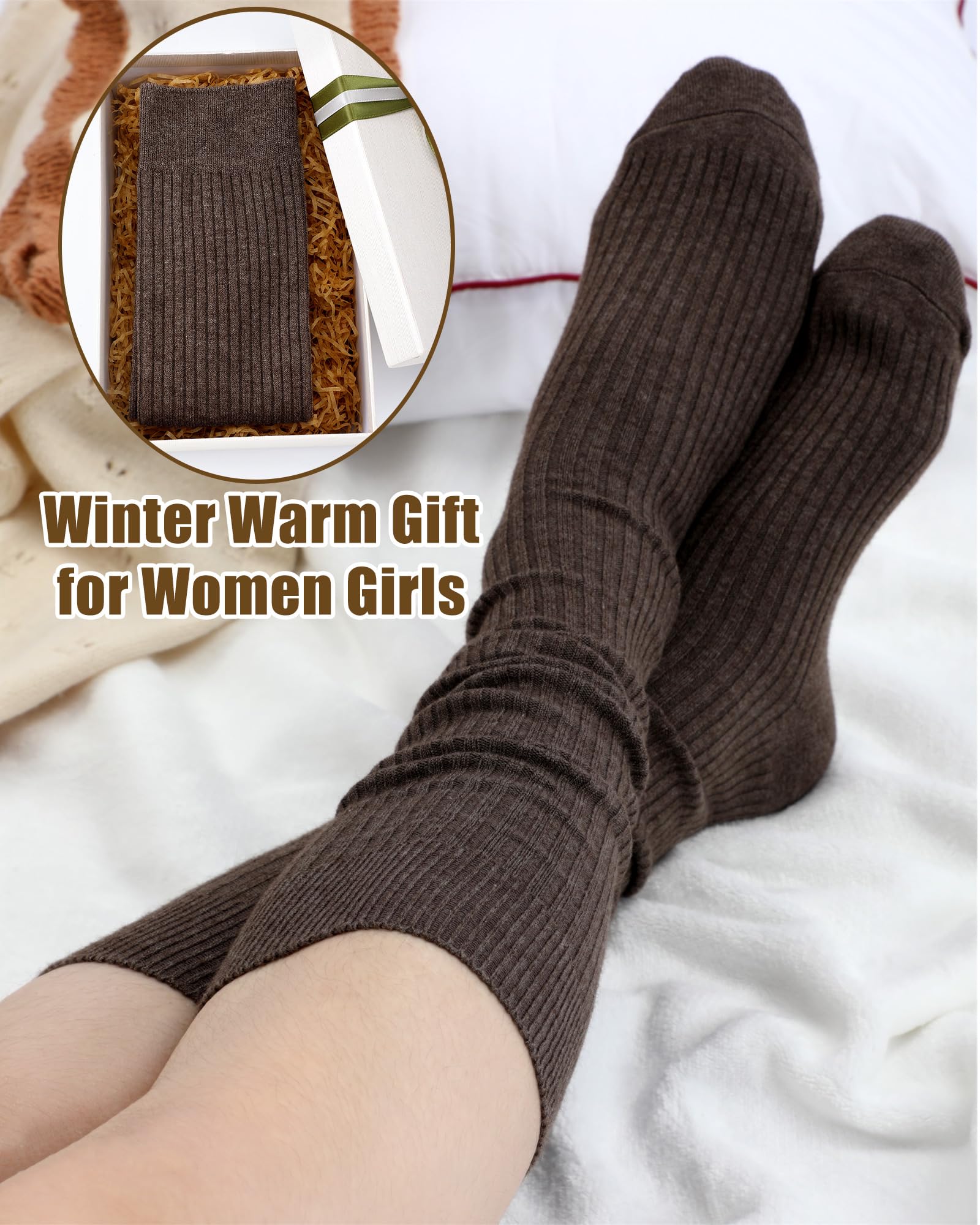 Knee Socks Women - Long Socks - Slouch Socks - Ribbed Socks - Drop-Down Socks - Winter Socks - Cotton - Leg Warmer Effect - High Socks - Warm House Socks - Women's Stockings - Ribbed Socks - Casual - Retro - Multicolor - 5 Pairs