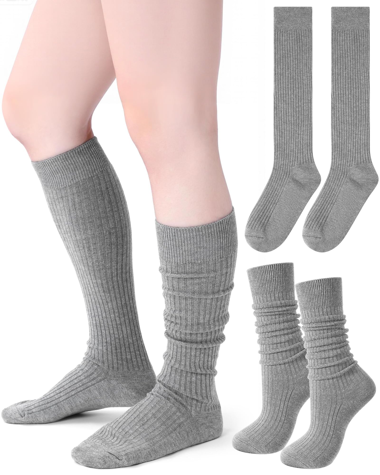 Knee Socks Women - Long Socks - Slouch Socks - Ribbed Socks - Drop-Down Socks - Winter Socks - Cotton - Leg Warmer Effect - High Socks - Warm House Socks - Women's Stockings - Ribbed Socks - Casual - Retro - Multicolor - 5 Pairs
