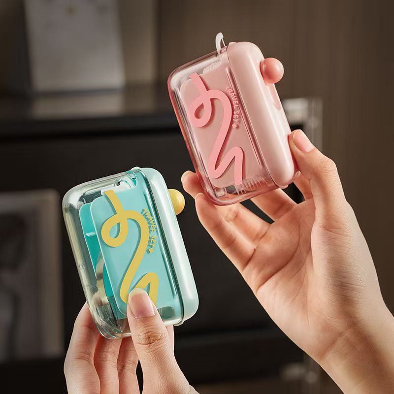 Dental Floss Dispenser - Toothpick Holder - Dental Floss Holder - Automatic Floss Box - Interdental Brush Storage - Travel Case - Oral Care - Bathroom Accessories - Portable - Refillable - Travel Size - Toiletries - Pink - 1 Piece