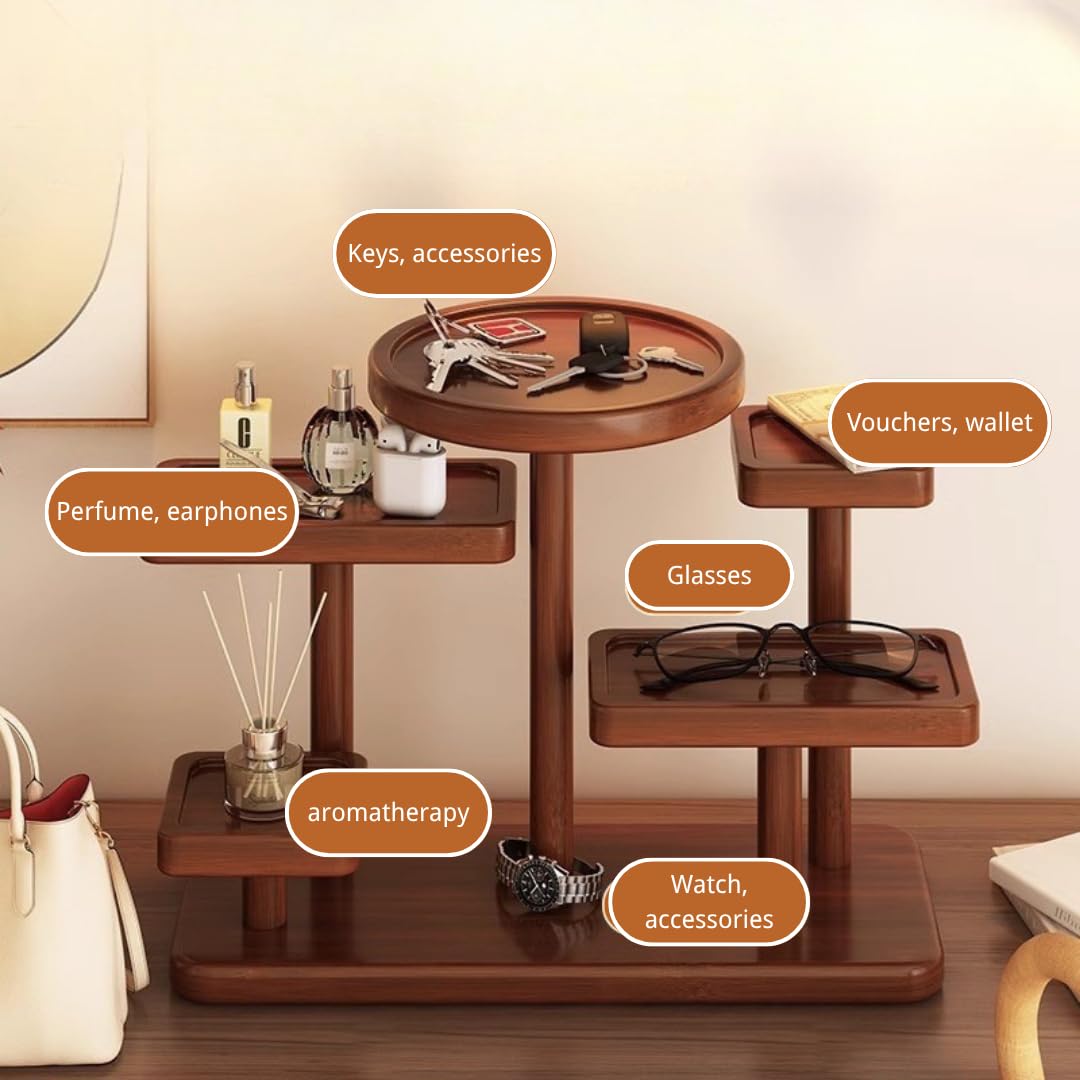 Wooden Display Stand for Perfume, Jewellery, Makeup and Small Collectables, Decorative Storage Rack for Home and Desk