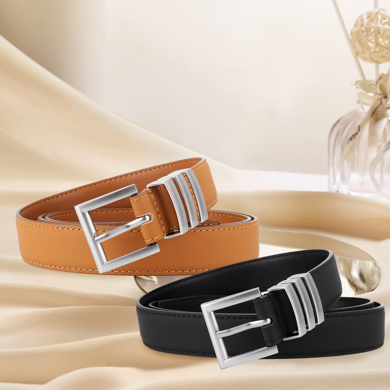 Waist Belt Women - Belts Women - Hip Belt - Jeans Belt - Belt with Buckle - Black Women's Belt - Accessories Women - Waistband - Faux Leather Belt - Casual Belt - Decorative Belt - Work Belt - Value Pack - Black - 2 Pieces