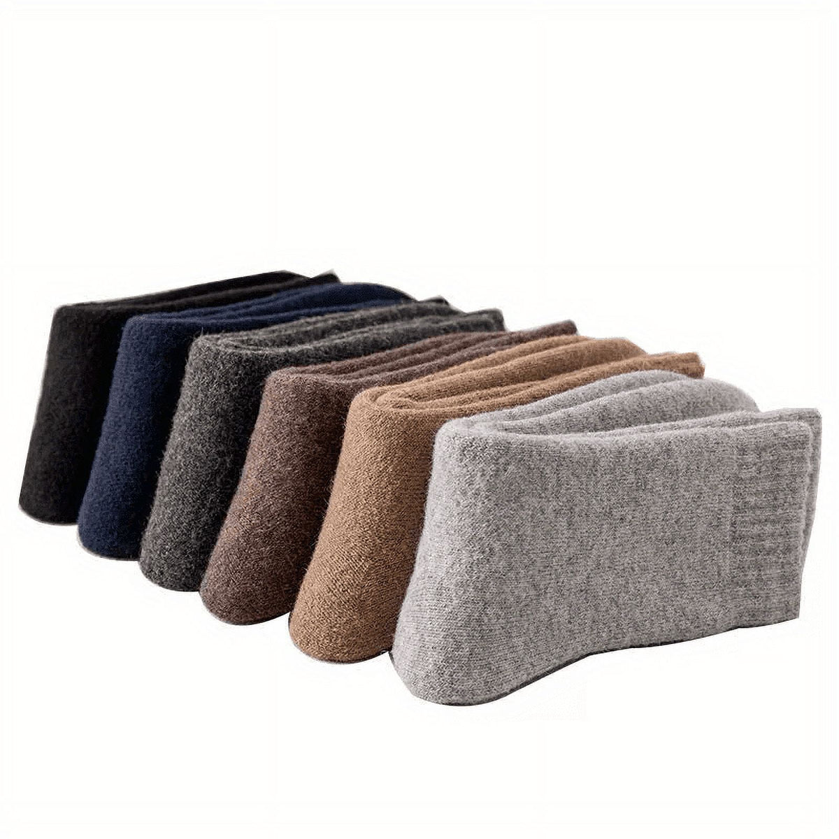 5 Pairs Unisex Thick Knitted Cotton Socks, 100% Pure Cotton Solid‑Color Mid‑Calf Socks, Extra Thick Terry Loop Pile, Machine Washable