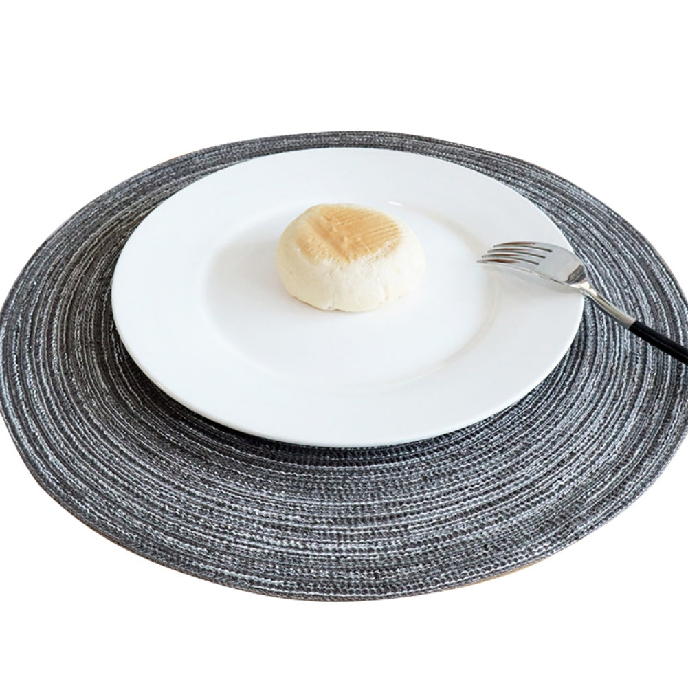 Round Placemats Set of 4, Cotton Woven Placemat Heat-Resistant Non-Slip Washable Table Mats for Dining Table 14 Inch, Blue Gray
