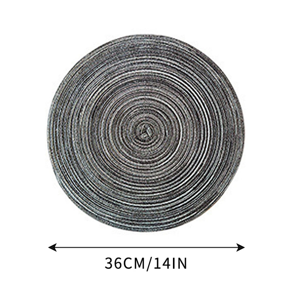 Round Placemats Set of 4, Cotton Woven Placemat Heat-Resistant Non-Slip Washable Table Mats for Dining Table 14 Inch, Blue Gray