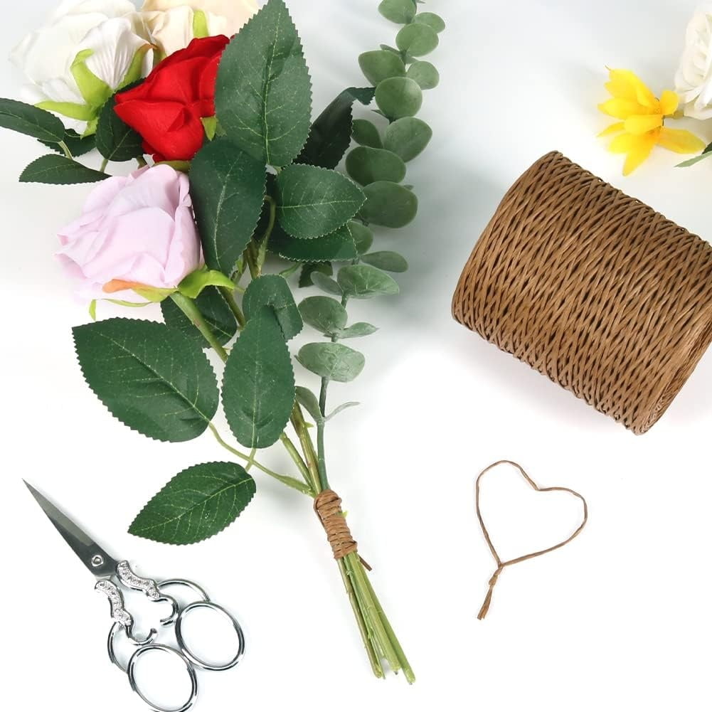 1Roll Floral Vine Bind Wire,164FT Portable Bind Wire Twine for Wreath,Brown Floral Wrapping Supplies for Art Craft Projects Brown