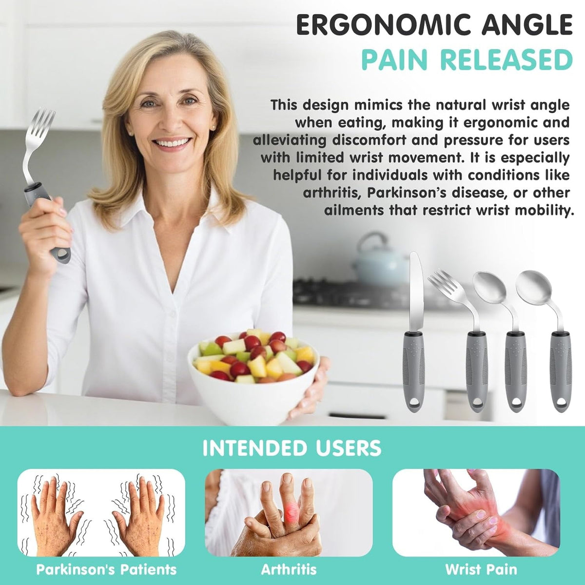 Special Supplies Adaptive Utensils,Parkinsons Utensils for Tremors and Parkinsons Patients,Easy Grip Weighted Silverware for Hand Tremors