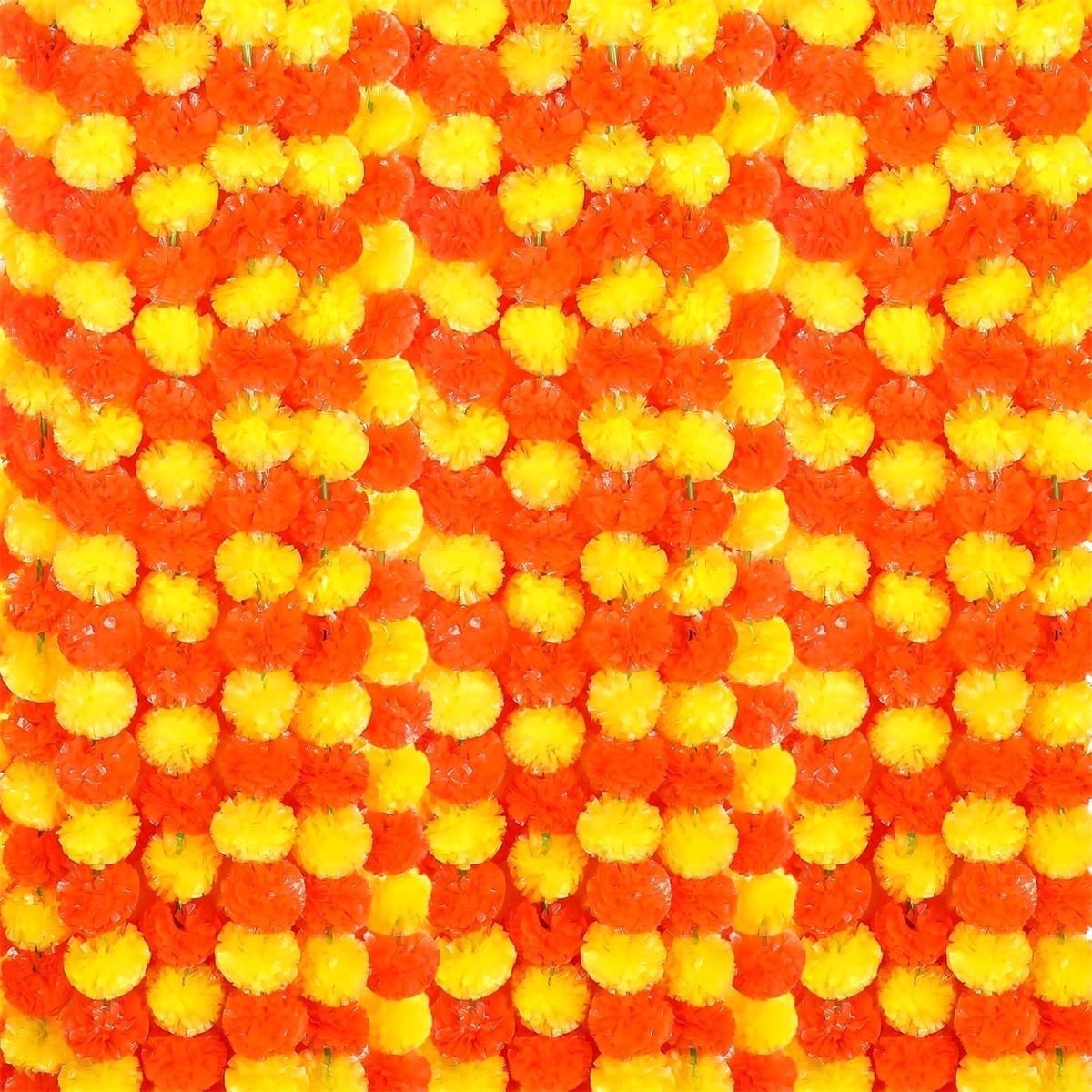 4Pcs Marigold Garland,5 ft Diwali Wedding Party Mantle Decoration,Faux Artificial Marigold Flowers,Faux Wedding Garlands,Diwali Decoration,Spring Bush Floral,Indian Marigold Flowers(Orange) Yellow,orange