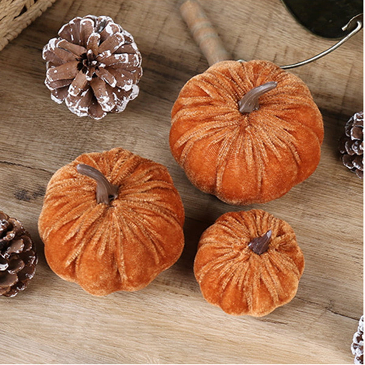 Artificial Pumpkins Decoration, Fake Faux Velvet Foam Fabric Pumpkins Ornaments, Mini Pumpkins Toy Fall Decorative Pumpkin Shaped for Thanksgiving Table Home Decorations（M, Beige） M Beige