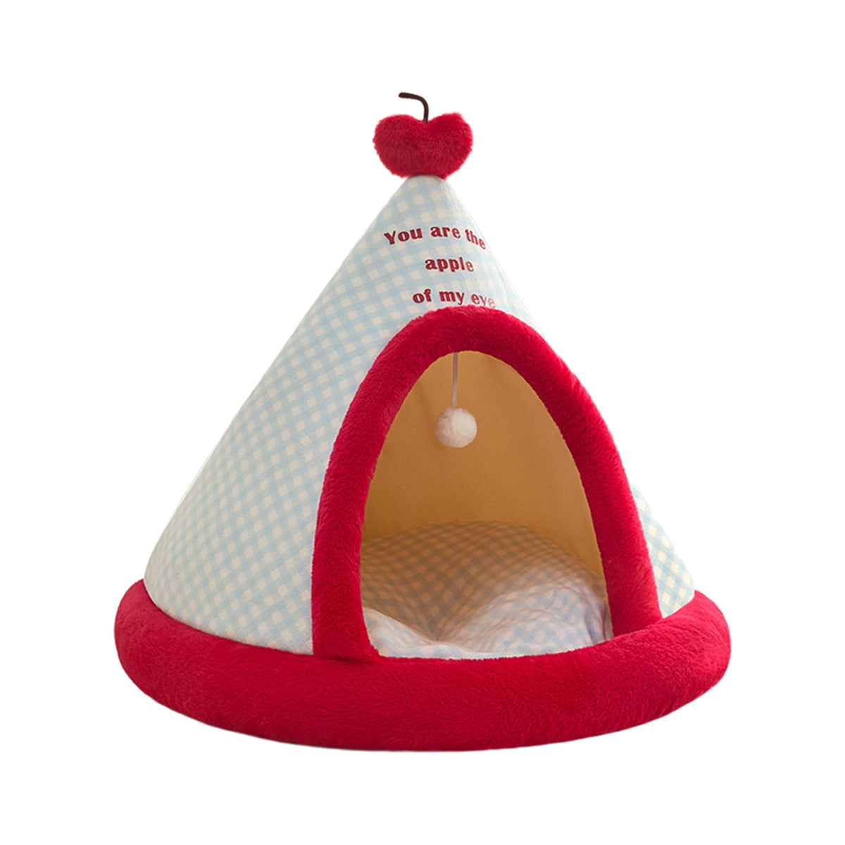Apples Christmas Tent Christmas Pet Bed Semi Enclosed Cats Bed Dog Bed Removable And Washable Dog Bed Winter Warm Cats Bed As shown
