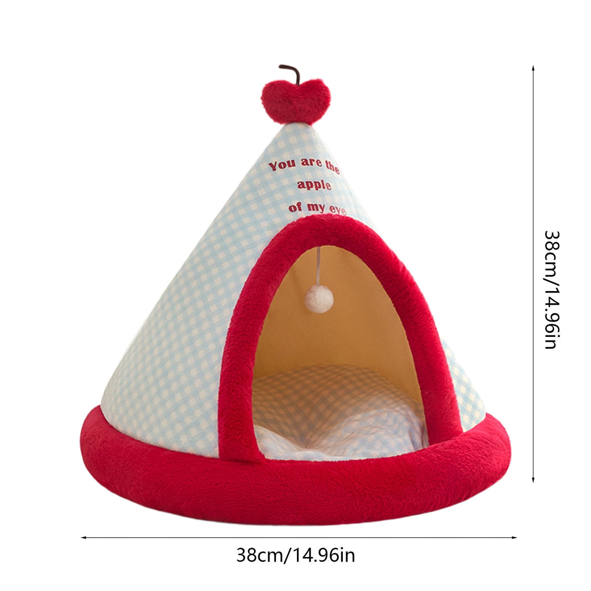Apples Christmas Tent Christmas Pet Bed Semi Enclosed Cats Bed Dog Bed Removable And Washable Dog Bed Winter Warm Cats Bed As shown