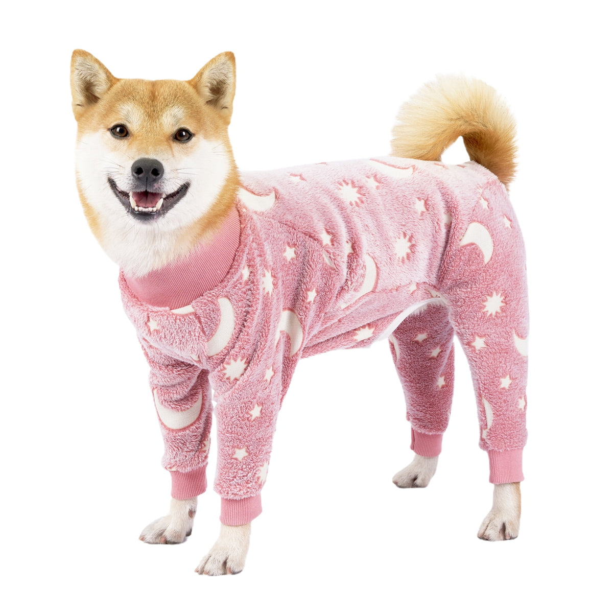 Turtleneck Dog Clothes Pajamas,Autumn Winter Dog Jumpsuit Coat,Winter Soft Warm Flannel Pajamas Jumpsuit for Medium Large Dog L Pink