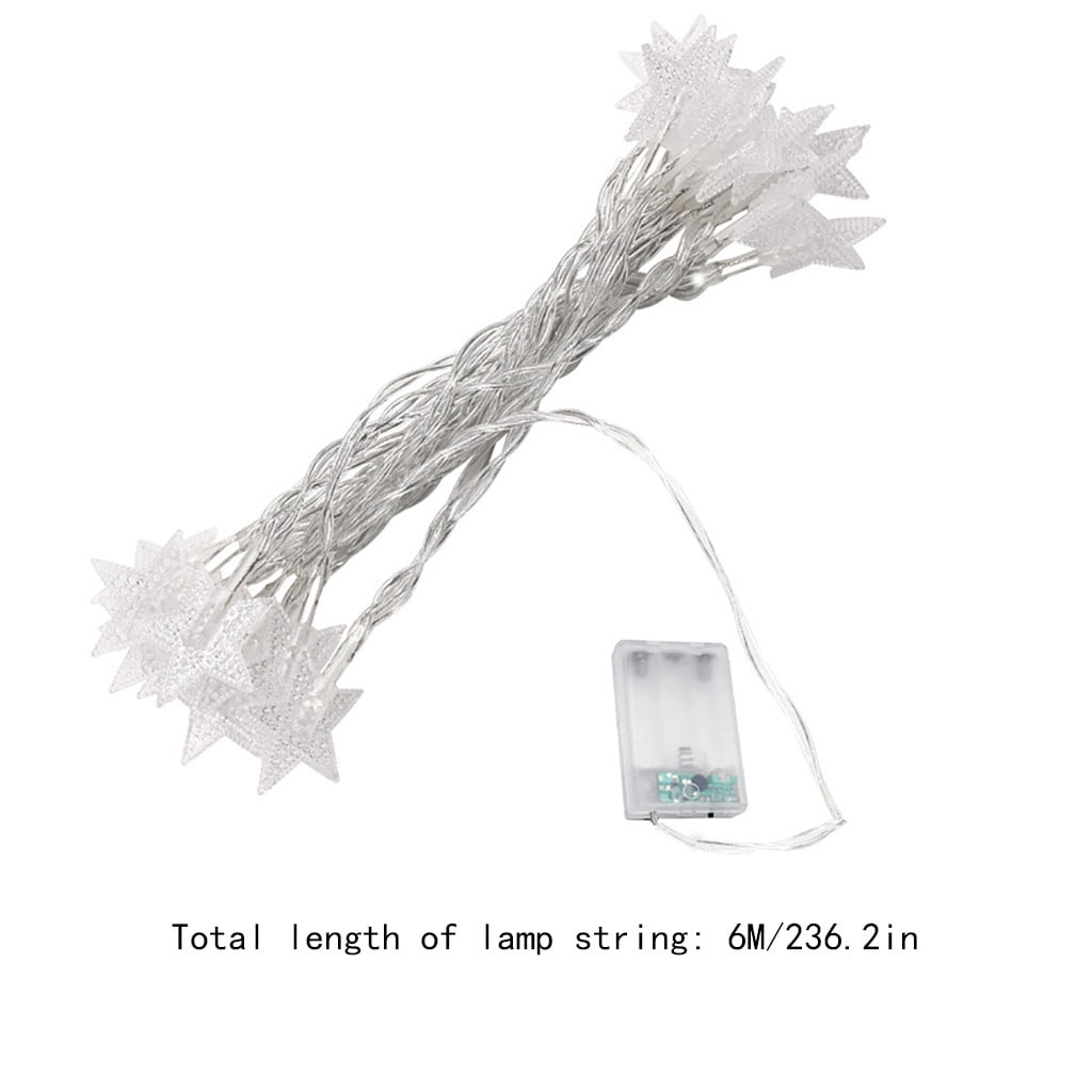 Star String Lights, 20 FT 40 LED Battery Operated Twinkle Lights Warm White Cute Hanging Star Fairy Light for Bedroom Room Office Home Indoor Outdoor Eid Xmas Tree Decor White
