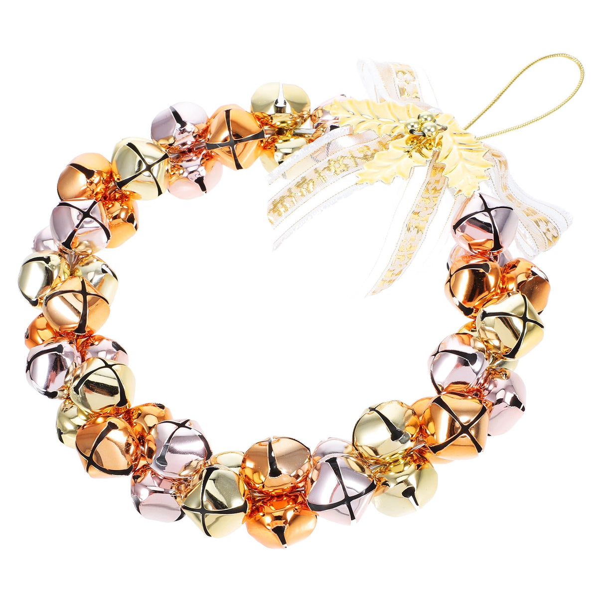 Golden Christmas Bell Wreath with Bells for Decoration Iron Material Adds Festive Touch
