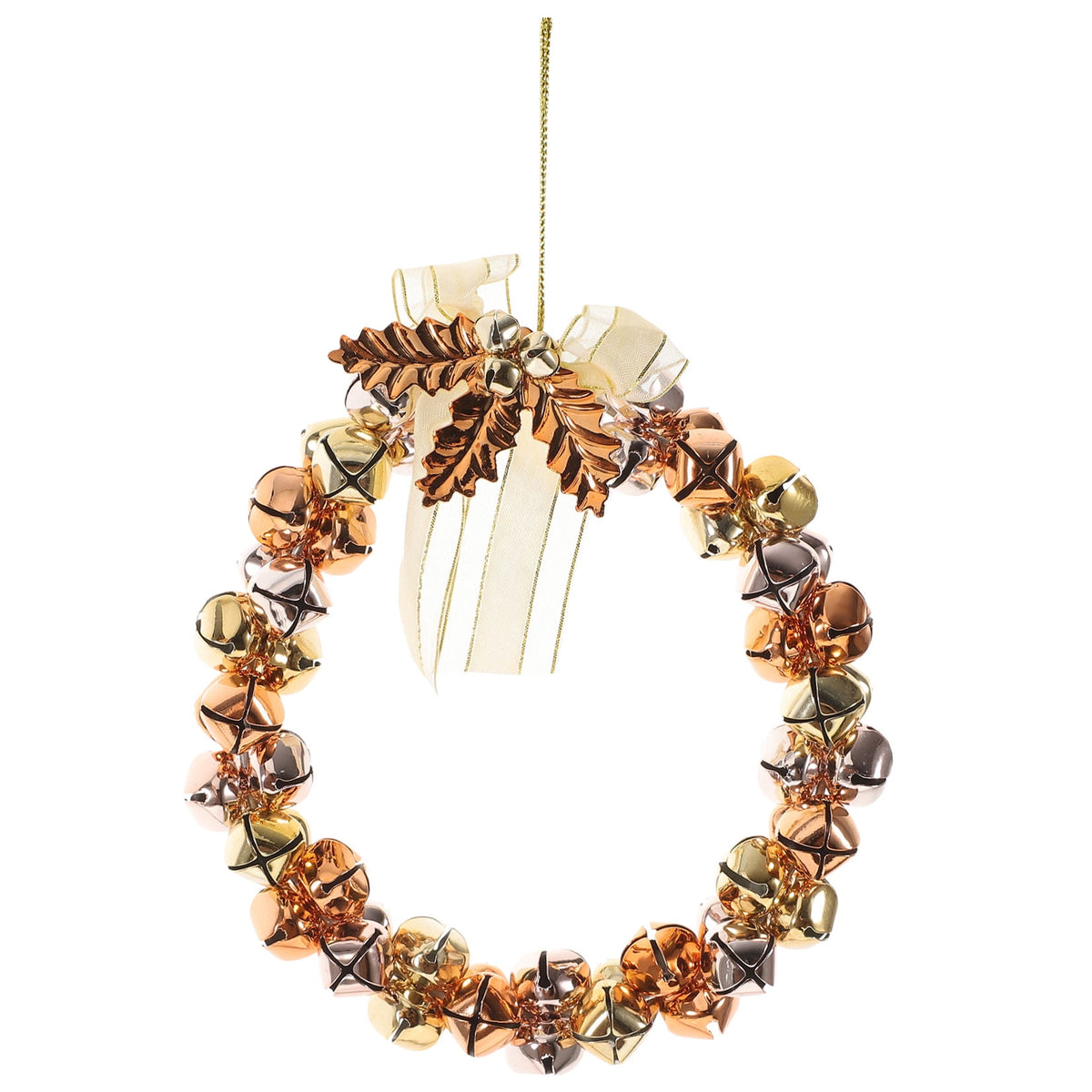 Golden Christmas Bell Wreath with Bells for Decoration Iron Material Adds Festive Touch