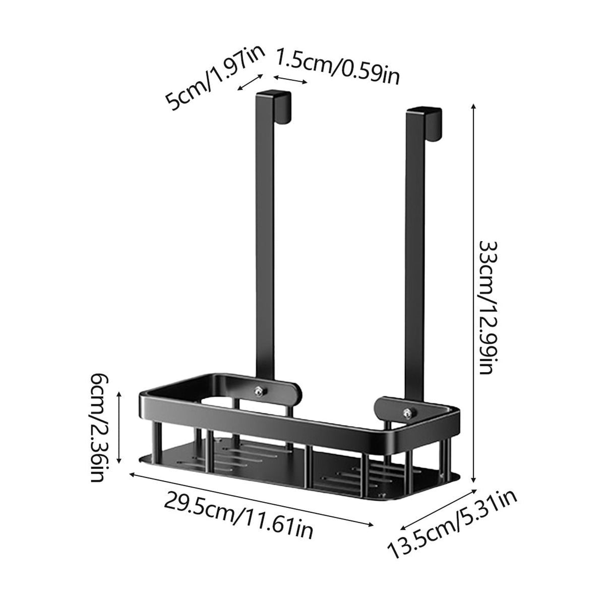 1-Tier Over-the-Door Hanging Shower Caddy - Large Capacity Rust-Proof Bath Organizer, No Drilling Sturdy Shower Shelf & Basket Storage Rack for Bathroom, Space-Saving Design 1-Tier Black