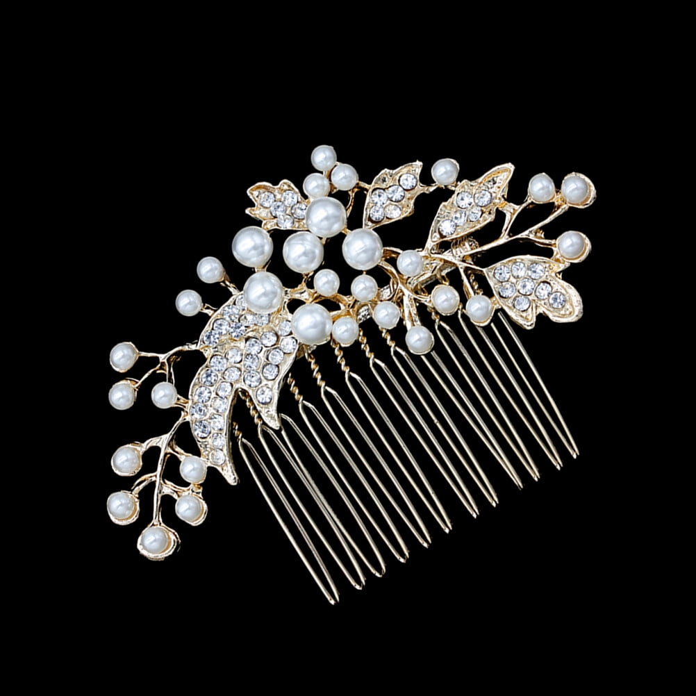 Decorative Hair Combs for Styling with Leaf Design and Rhinestones for Wedding 1Pack
