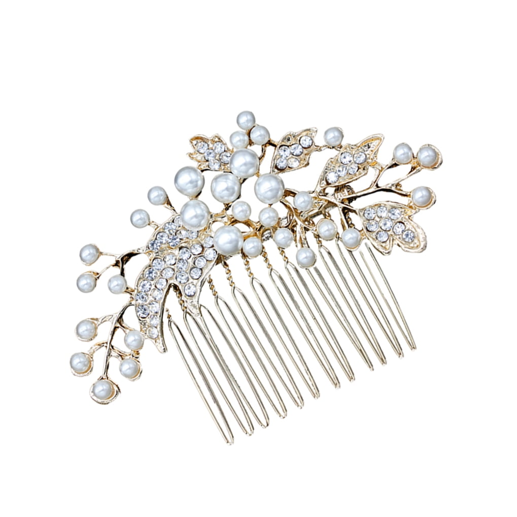 Decorative Hair Combs for Styling with Leaf Design and Rhinestones for Wedding 1Pack