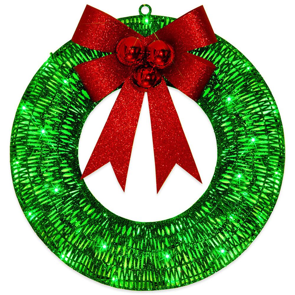 Christmas wreath outdoor decoration, small Christmas wreath plugin, suitable for doors, windows, garage green spaces（30cm）