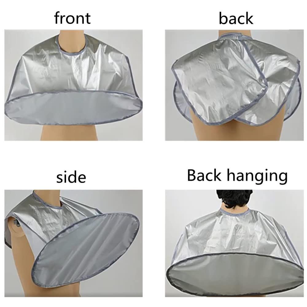 2 pack Beard Bib Apron Hair Catcher for Men Shaving & Trimming, Non-Stick Cape Grooming Cloth, Waterproof（gray，There are only 2 shrouds）