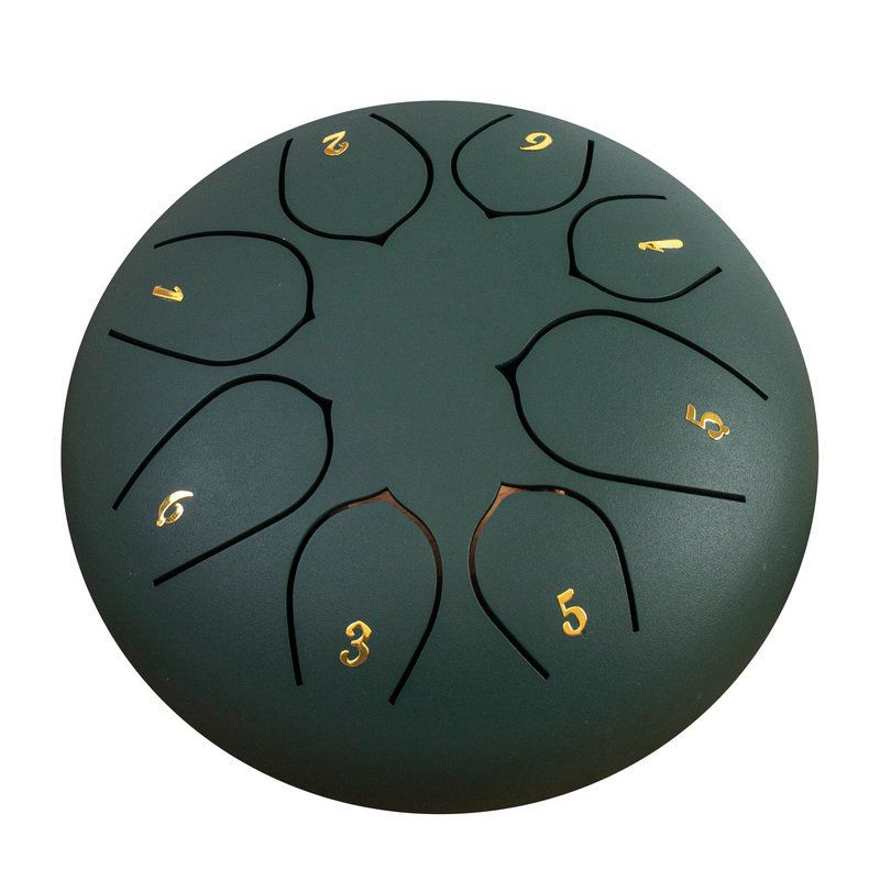 Rain Drum for Outside Garden, 6 Inches 8 Notes Steel Tongue Chakra Drums, Waterproof Meditation Rain Chime, Musical Instruments for Adult Gift with Bag, Music Book, Drum Mallets (Green)