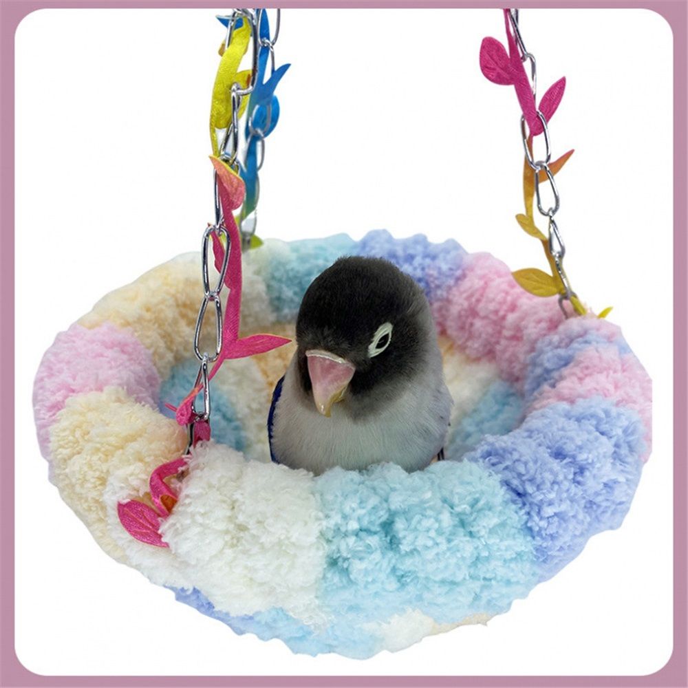 Hanging Bird Bed, Hammock for Cage Winter Warm Bird Plush Nest Parrot Sleeping Bed for Budgie Lovebird   Lovebird, Finch, Hamster-pink
