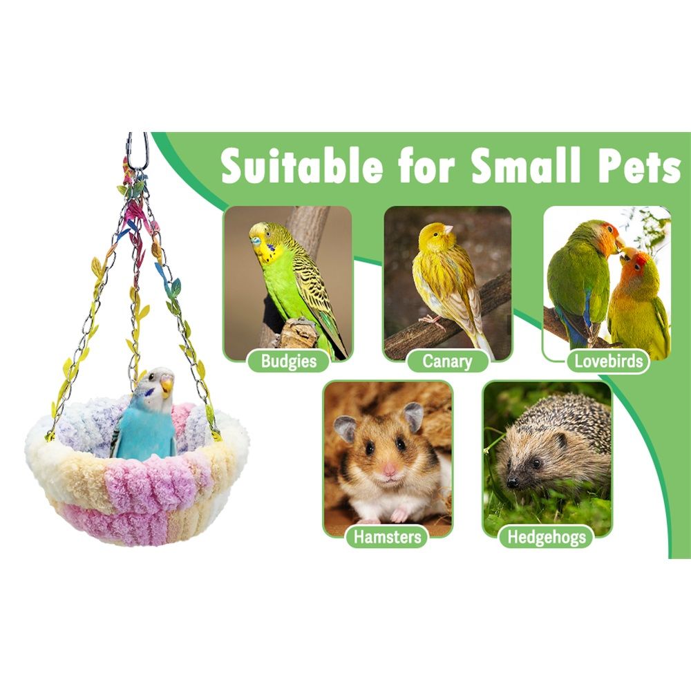Hanging Bird Bed, Hammock for Cage Winter Warm Bird Plush Nest Parrot Sleeping Bed for Budgie Lovebird   Lovebird, Finch, Hamster-pink