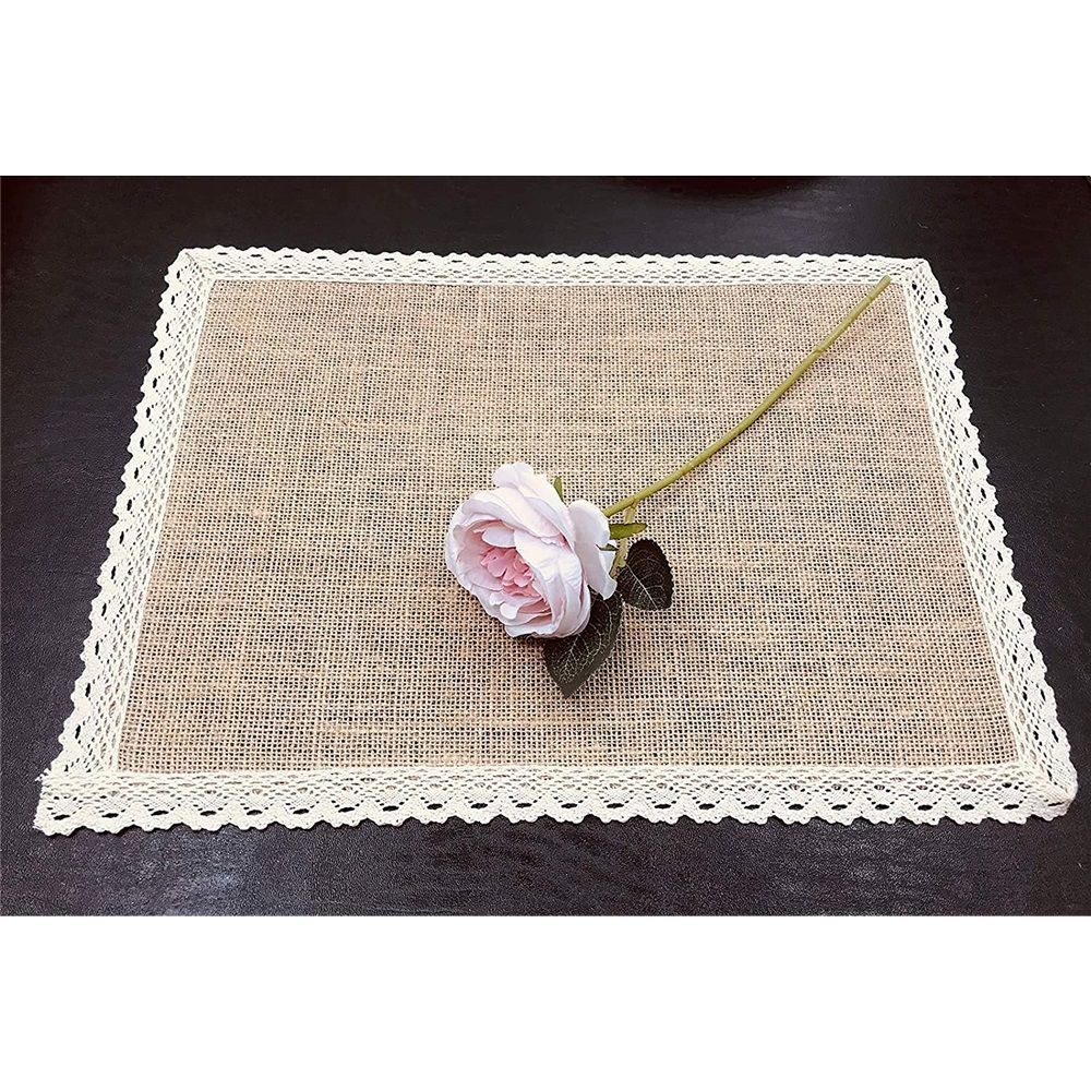 Placemats and Lace Jute Rustic Farmhouse Table Mats Table Decor & One of Life's Little Home Luxuries for Special Occasions, Parties, Weddings, BBQ's, Holidays (Set of 6)