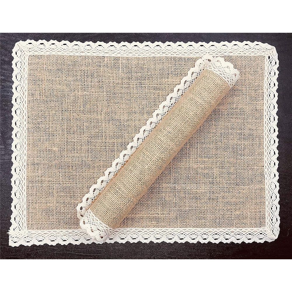 Placemats and Lace Jute Rustic Farmhouse Table Mats Table Decor & One of Life's Little Home Luxuries for Special Occasions, Parties, Weddings, BBQ's, Holidays (Set of 6)