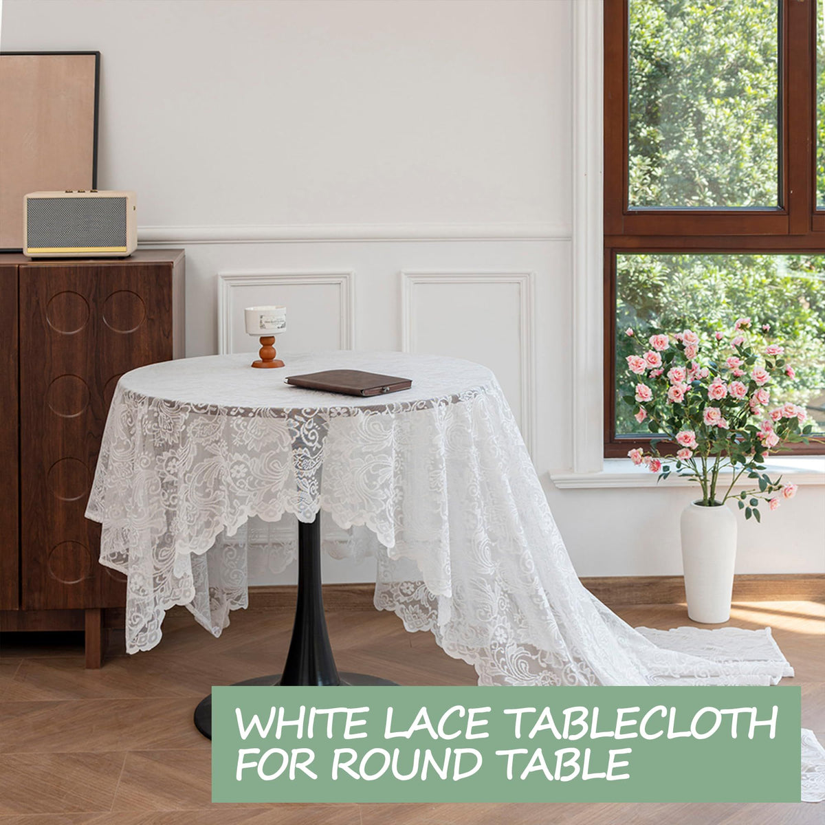 White Lace Tablecloth 70*150cm Rectangle Phoenix Tail Flower Embroidered Wedding Table Cloths for Outdoor Party Reception, Dinner Party, Baby Shower,
