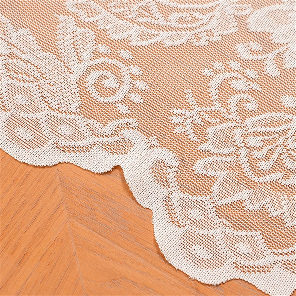 White Lace Tablecloth 70*150cm Rectangle Phoenix Tail Flower Embroidered Wedding Table Cloths for Outdoor Party Reception, Dinner Party, Baby Shower,