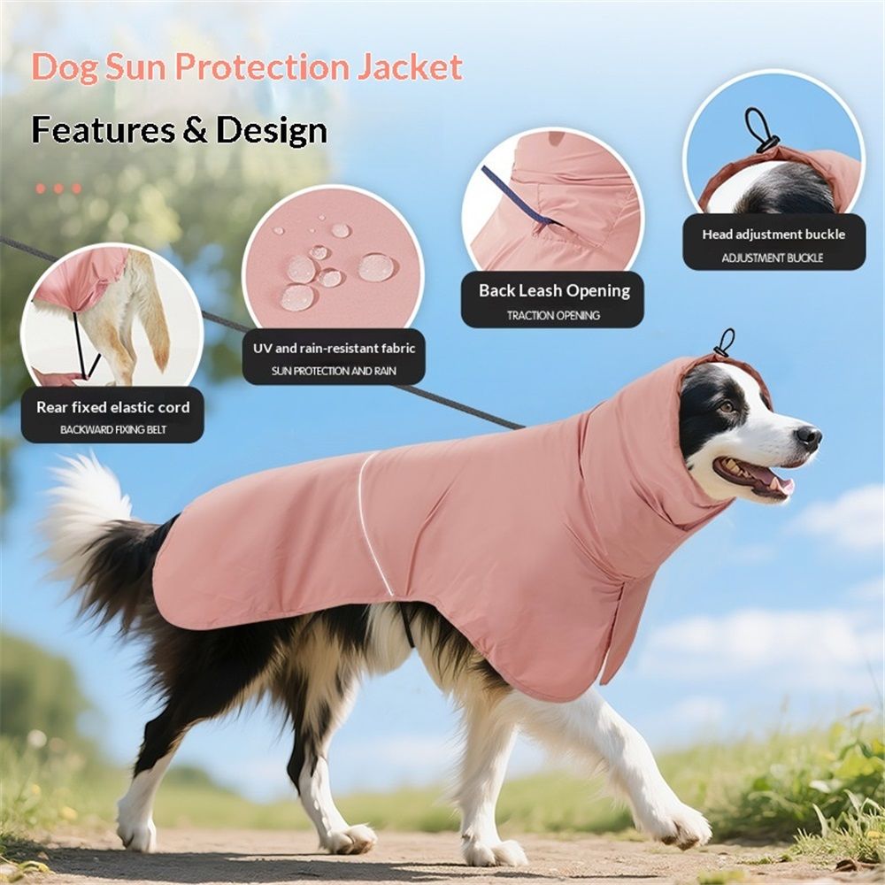 Reflective Dog Raincoat, Windproof & Waterproof Dog Rain Jacket, Adjustable Hooded Pet Poncho with Leash Hole for Small, Medium, Large Dogs(Pink,M)