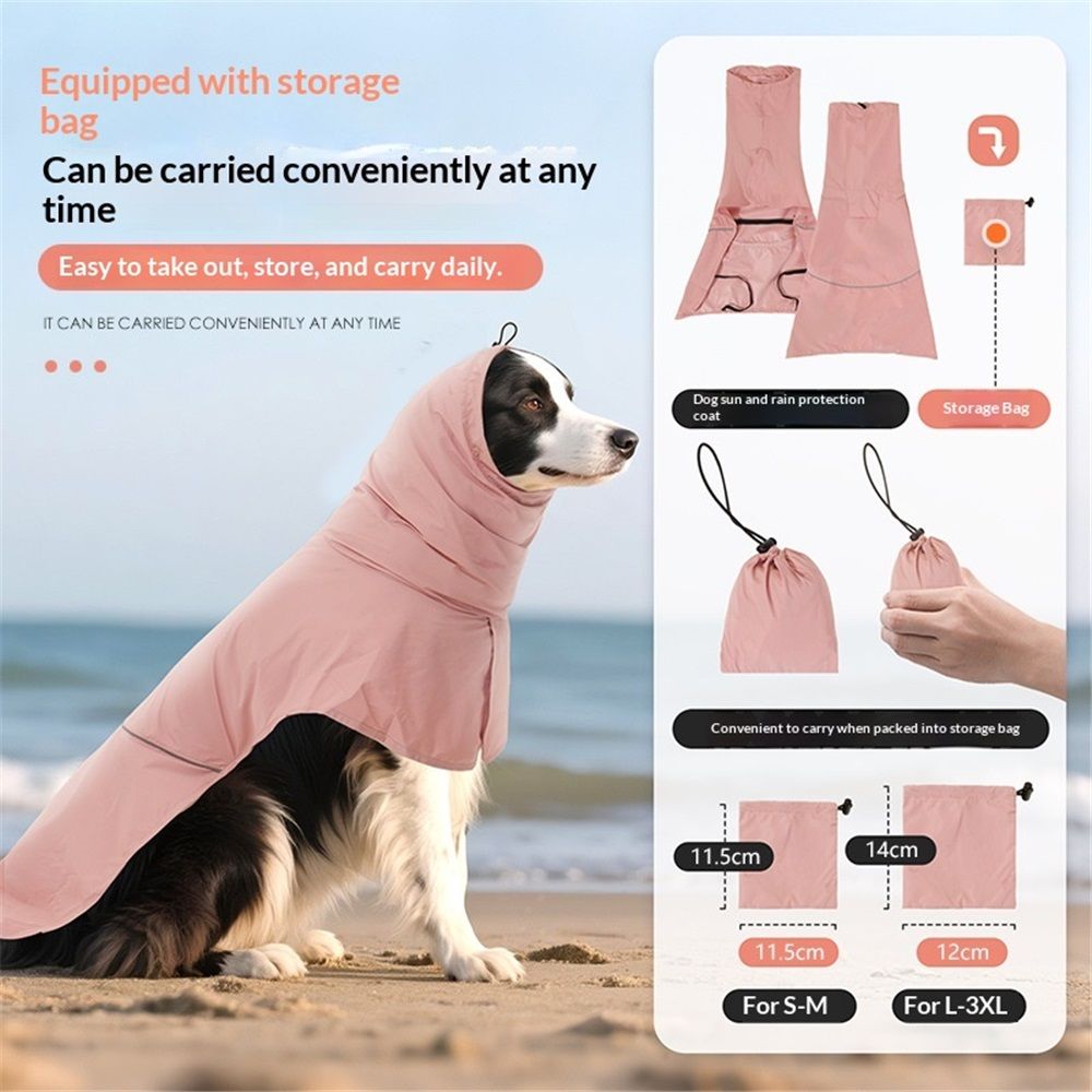 Reflective Dog Raincoat, Windproof & Waterproof Dog Rain Jacket, Adjustable Hooded Pet Poncho with Leash Hole for Small, Medium, Large Dogs(Pink,M)