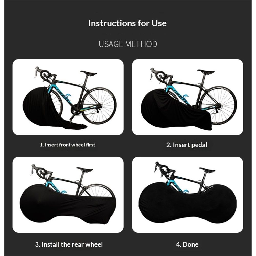 Bike Wheel Cover Indoor Dust-Proof and High Elasticity Bicycle Wheel Bag,Universal for Mountain, Road Bikes (Black)