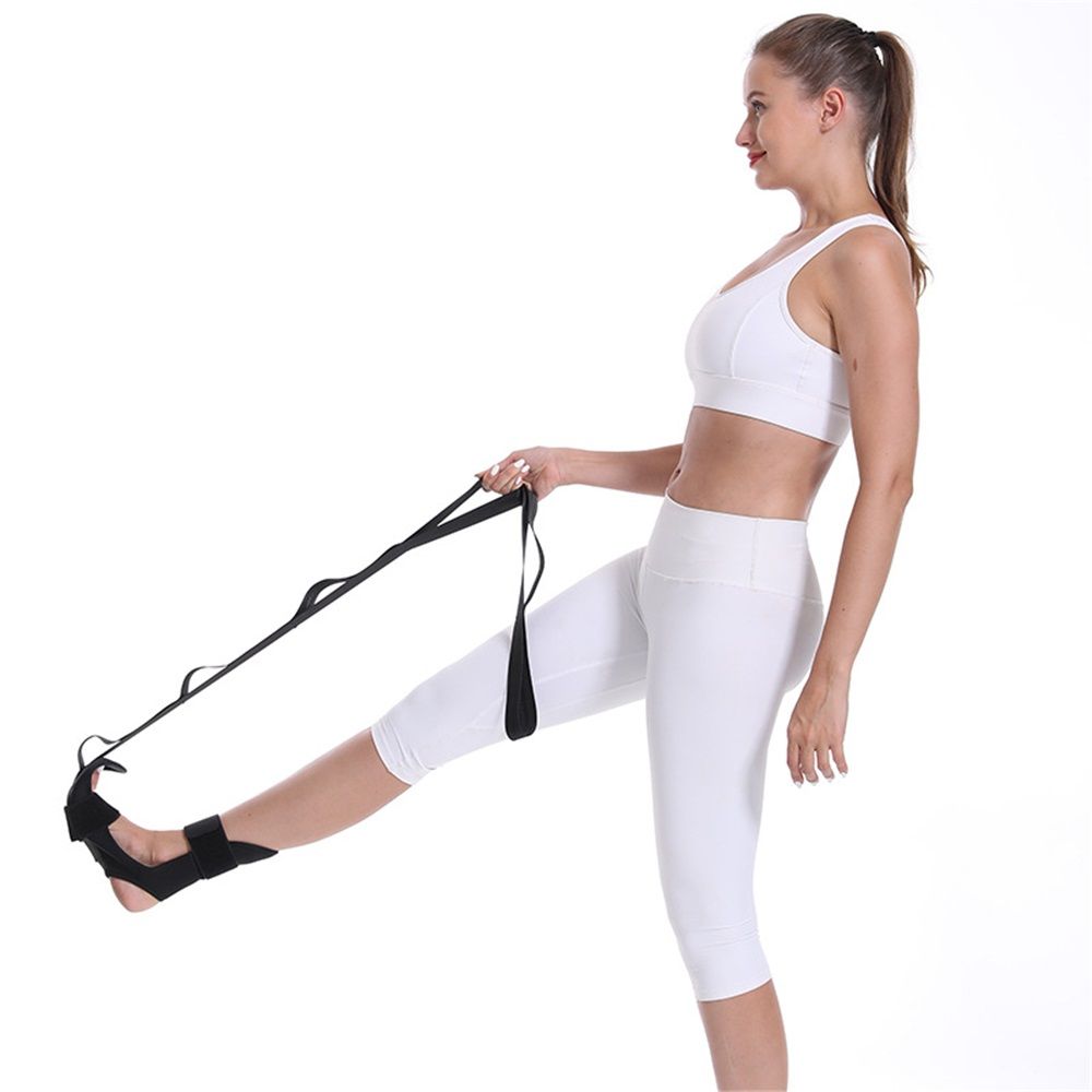 Foot and Calf Stretcher-Stretching Strap For Plantar Fasciitis, Heel Spurs, Foot Drop, Achilles Tendonitis & Hamstring. Yoga Foot & Leg Stretch Strap (Black)