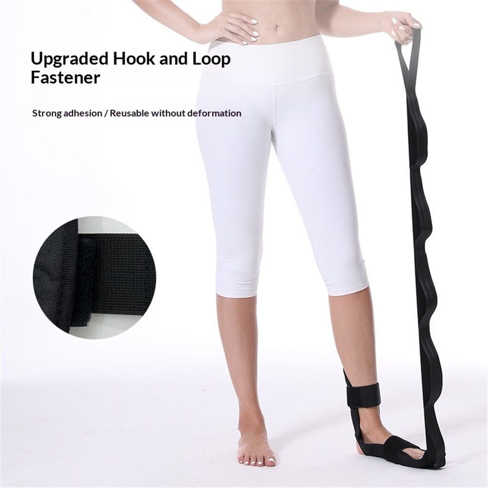 Foot and Calf Stretcher-Stretching Strap For Plantar Fasciitis, Heel Spurs, Foot Drop, Achilles Tendonitis & Hamstring. Yoga Foot & Leg Stretch Strap (Black)