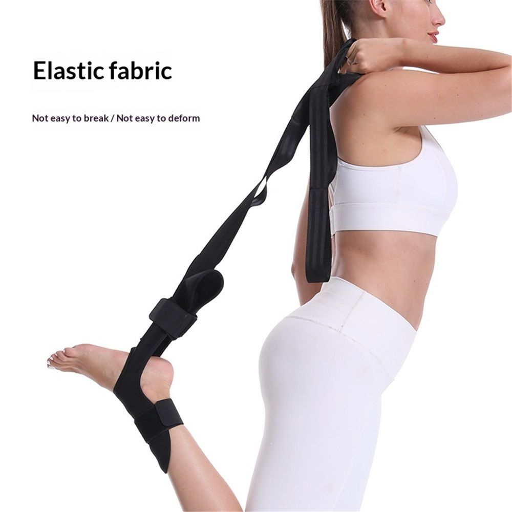 Foot and Calf Stretcher-Stretching Strap For Plantar Fasciitis, Heel Spurs, Foot Drop, Achilles Tendonitis & Hamstring. Yoga Foot & Leg Stretch Strap (Black)